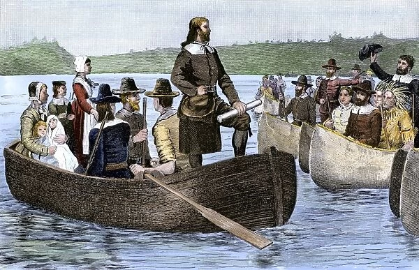 Roger Williams brings the colony charter to Rhode Island, 1644