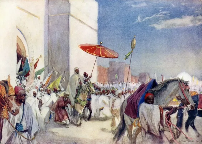 Framed Print : A royal procession of Sultan Abd al- Aziz IV in Morocco