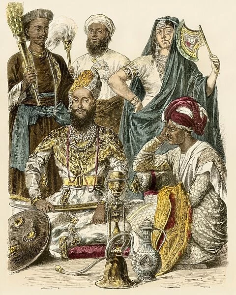 Ruler of Delhi and his attendants, 1800s