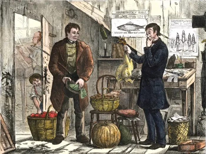 Framed Print : Rural newspaper editor considering farm products as payment for a subscription Framed Print : Rural newspaper editor considering farm products as payment for a subscription