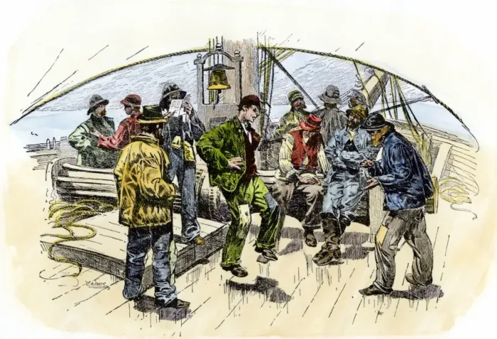 Framed Print : Sailors gamming - talking Framed Print : Sailors gamming - talking