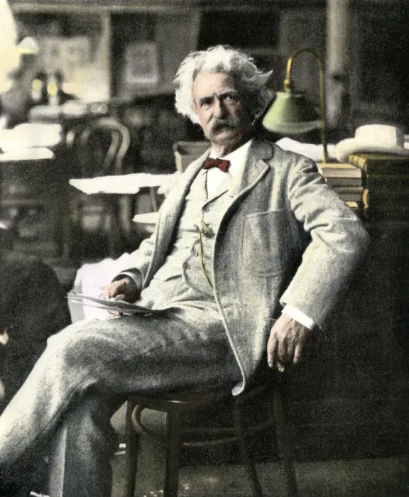 Framed Print : Samuel Clemens (Mark Twain) in New York visiting his publishers Framed Print : Samuel Clemens (Mark Twain) in New York visiting his publishers