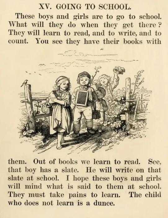 Framed Print : Schoolbook page, 1870s