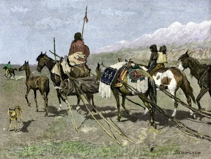 Framed Print : Sioux family riding to a ceremonial dance Framed Print : Sioux family riding to a ceremonial dance