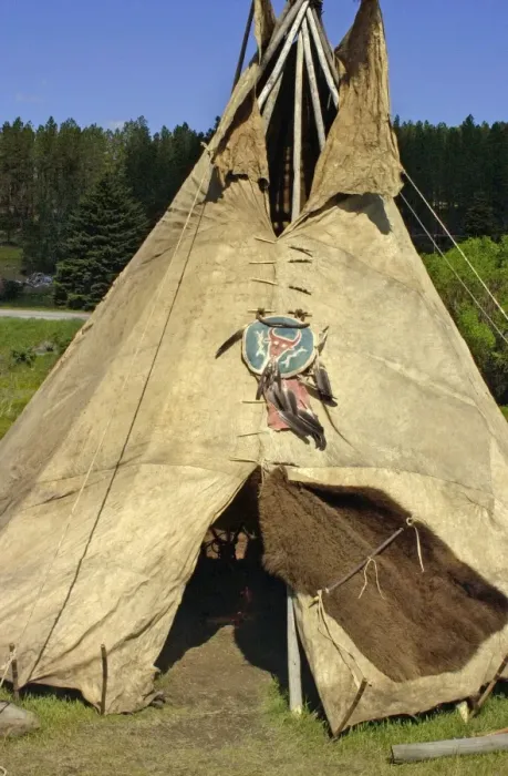 Framed Print : Sioux tepee made of buffalo hide sewn with sinew in the traditional way Framed Print : Sioux tepee made of buffalo hide sewn with sinew in the traditional way