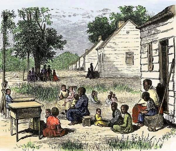 Slave cabins on a plantation