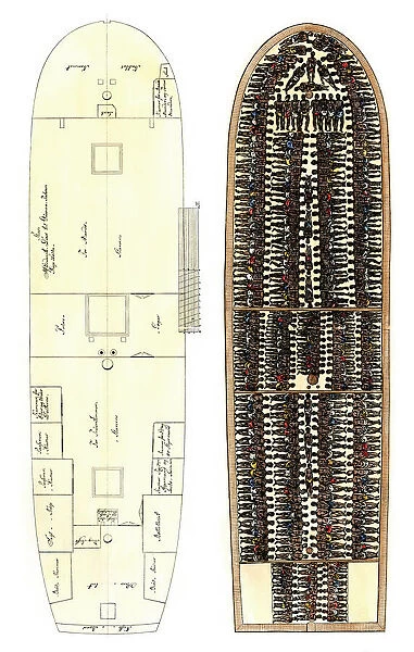 Slave-ship diagram showing Africans packed on deck