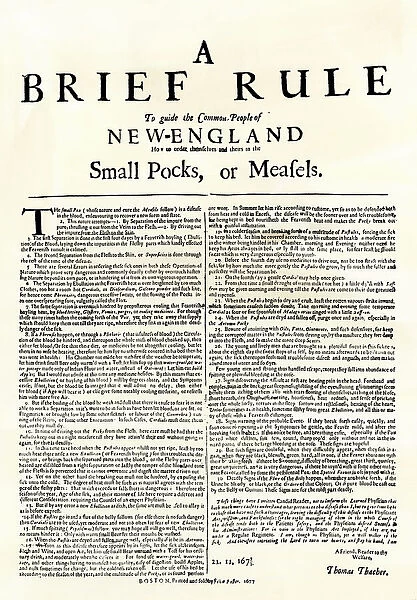 Smallpox treatment document, New England, 1677