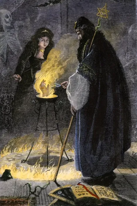 Framed Print : Sorcerers evoking a hand within a circle of fire Framed Print : Sorcerers evoking a hand within a circle of fire