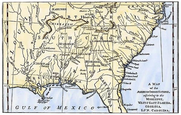 Southeast Indian tribe locations in 1776