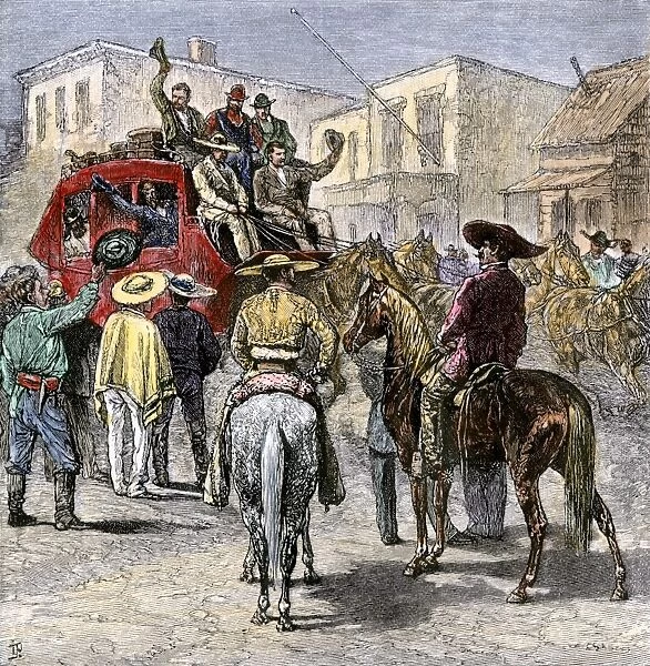 Stagecoach leaving Texas for Yuma, 1870s