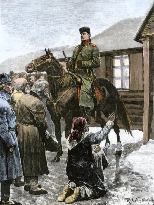 Framed Print : Starving peasants begging in Russia, 1890s