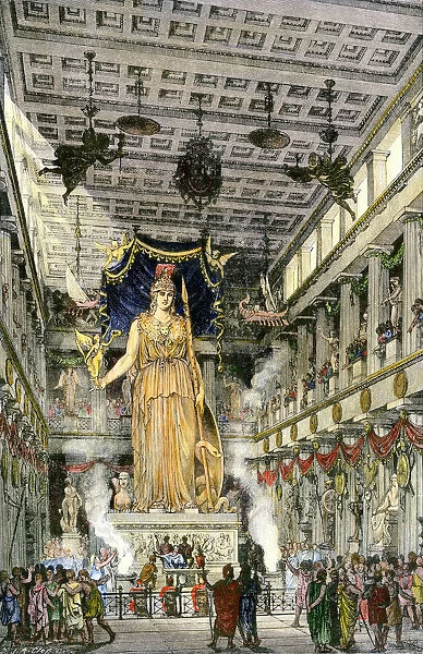 Statue of Athena in the Parthenon of ancient Athens
