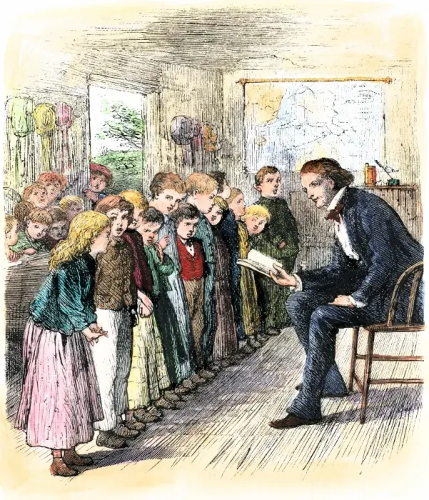 Framed Print : Students reciting in a one-room school, 1800s