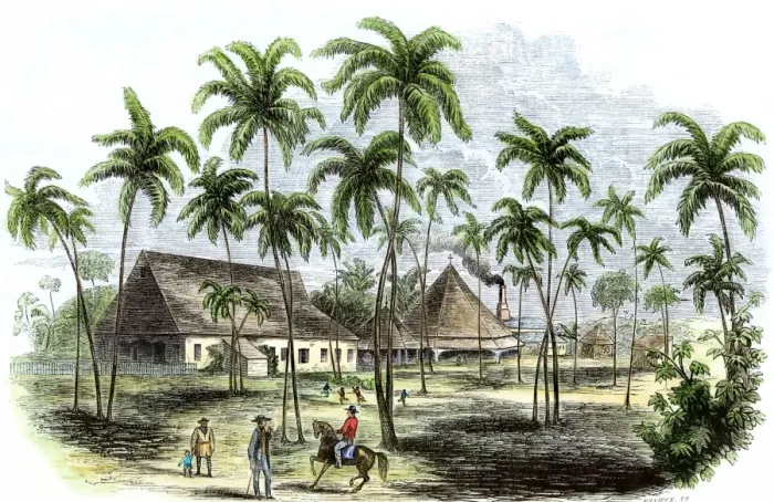 Framed Print : Sugar plantation in Cuba, 1850s