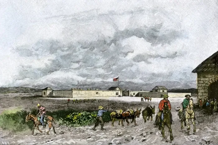 Framed Print : Sutters Fort in the 1840s when it became the center of the California Gold Rush Framed Print : Sutters Fort in the 1840s when it became the center of the California Gold Rush