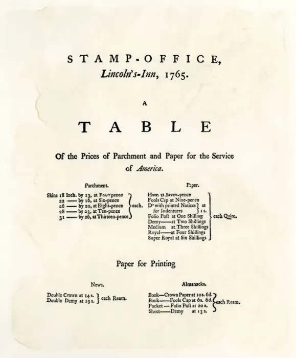 Framed Print : Table of prices under the British Stamp Act Framed Print : Table of prices under the British Stamp Act