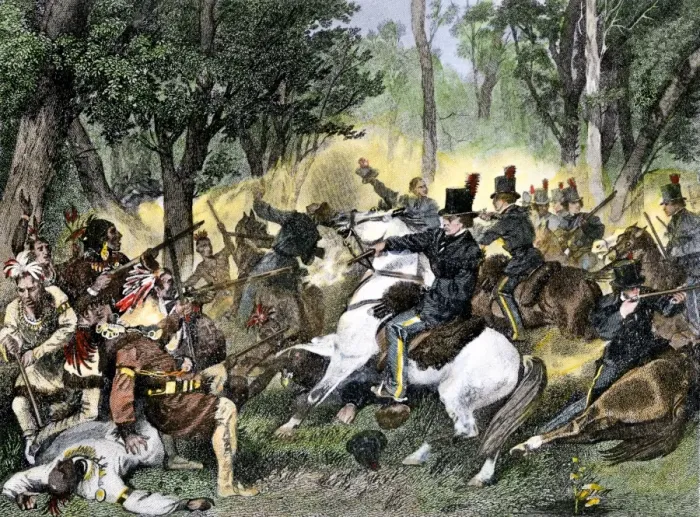 Framed Print : Tecumseh killed by William Henry Harrisons forces at the Battle of the Thames Framed Print : Tecumseh killed by William Henry Harrisons forces at the Battle of the Thames