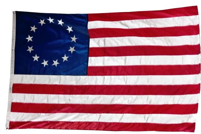 Framed Print : Thirteen-star flag of the new United States at hanging at the Monmouth