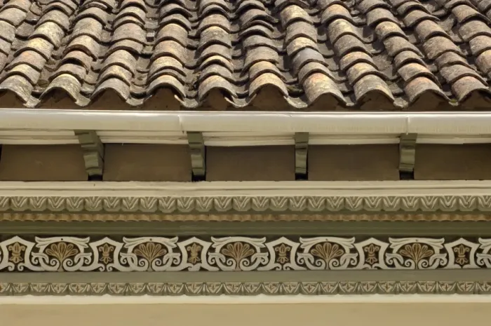 Framed Print : Tiled roof and trim detail in the Spanish colonial city of Cuenca Framed Print : Tiled roof and trim detail in the Spanish colonial city of Cuenca