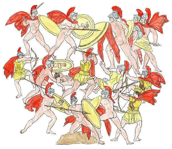 Trojan War battle. Combat around the body of Patrocles, Trojan War.