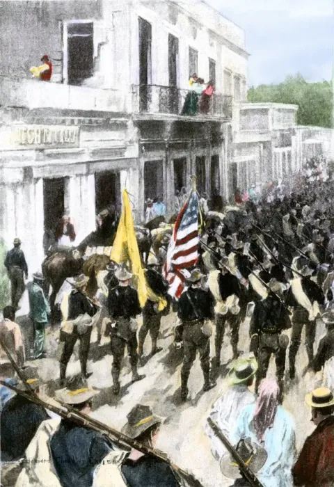 Framed Print : US troops entering Ponce, Puerto Rico Framed Print : US troops entering Ponce, Puerto Rico
