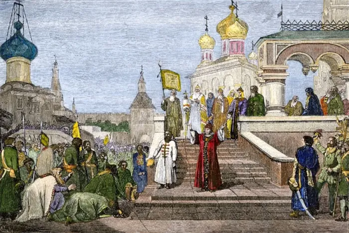 Framed Print : Tsar Peter I at the Troitsa Monastery receiving the deputations of the Streltsi Framed Print : Tsar Peter I at the Troitsa Monastery receiving the deputations of the Streltsi
