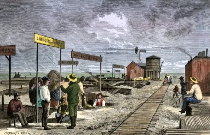 Framed Print : An underground village of dugouts doing business along the transcontinental