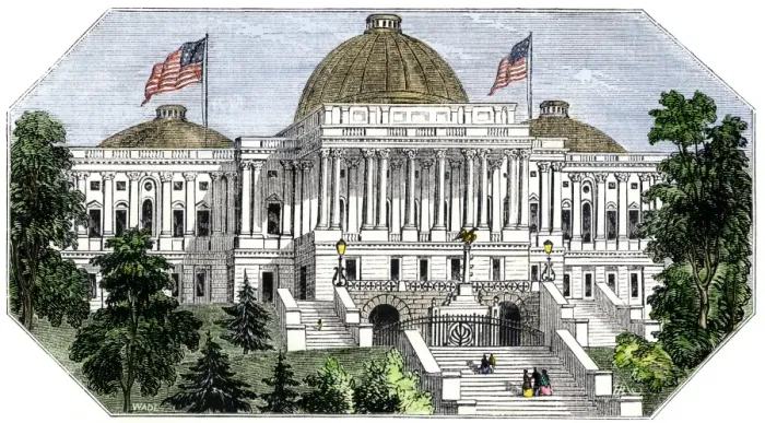 Framed Print : Unfinished dome on the U. S. Capitol, 1850s Framed Print : Unfinished dome on the U. S. Capitol, 1850s