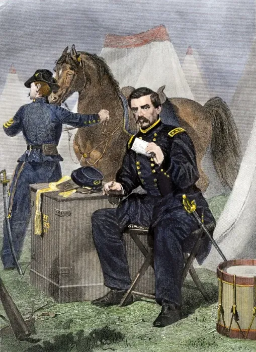 Framed Print : Union General George B. McClellan in his field headquarters Framed Print : Union General George B. McClellan in his field headquarters