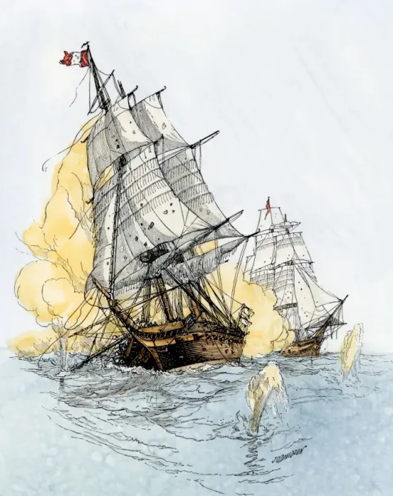 Framed Print : US-French naval battle in the Quasi-War with France, 1798-1800 Framed Print : US-French naval battle in the Quasi-War with France, 1798-1800