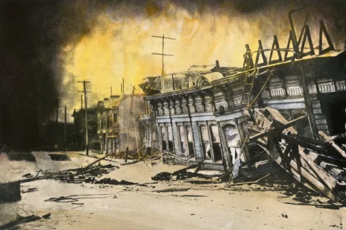 Framed Print : Valencia Hotel after the San Francisco earthquake of 1906 Framed Print : Valencia Hotel after the San Francisco earthquake of 1906