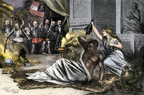 Voting rights cut away from a black Sampson, 1868