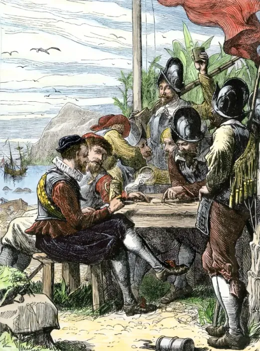 Framed Print : Walter Raleigh and his expedition at Trinidad Framed Print : Walter Raleigh and his expedition at Trinidad