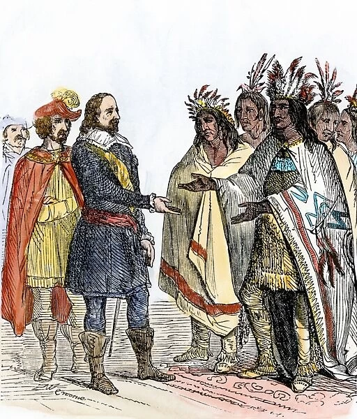 Wampanoags and Plymouth colonists pledge peace, 1621