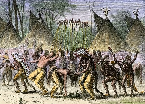 War dance. Native American war dance near the St