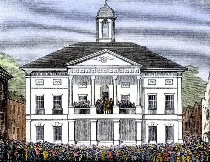 Framed Print : Washingtons inauguration at Federal Hall on Wall Street Framed Print : Washingtons inauguration at Federal Hall on Wall Street