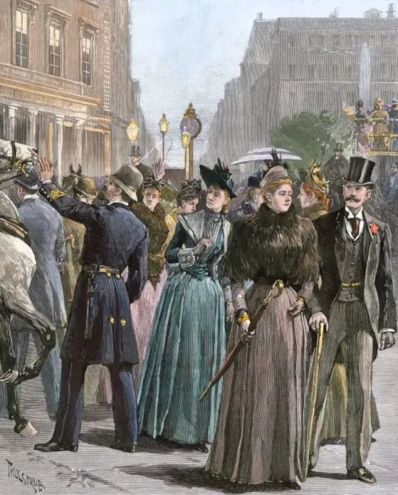 Framed Print : Wealthy New Yorkers out for an afternoon stroll, 1880s Framed Print : Wealthy New Yorkers out for an afternoon stroll, 1880s