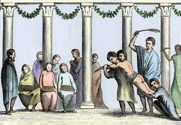Whipping a schoolboy in ancient Rome