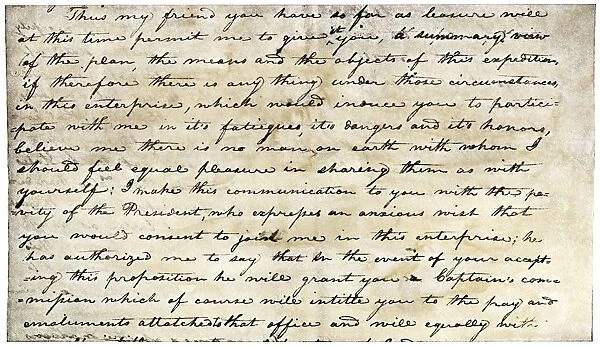 William Clarks invitation from Meriwether Lewis, 1804