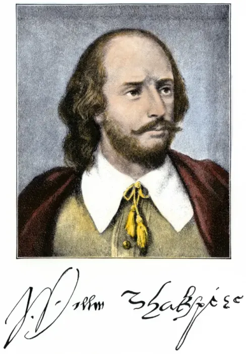 Framed Print : William Shakespeare, with his autograph Framed Print : William Shakespeare, with his autograph