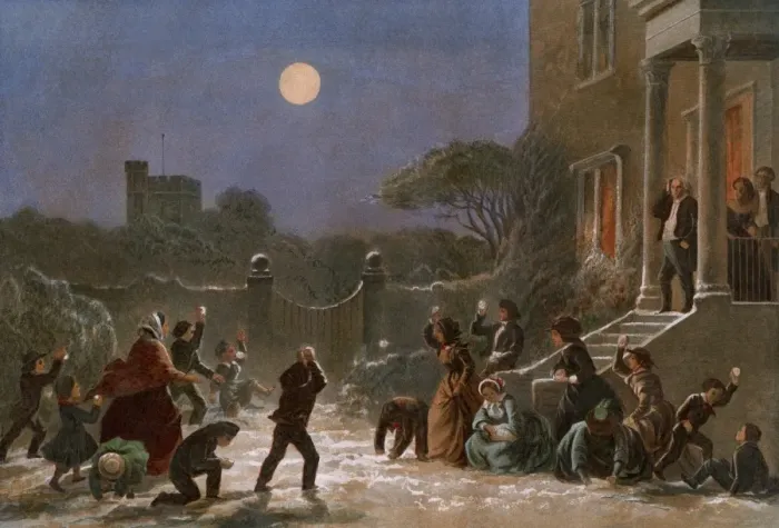 Framed Print : Winter fun in Victorian England