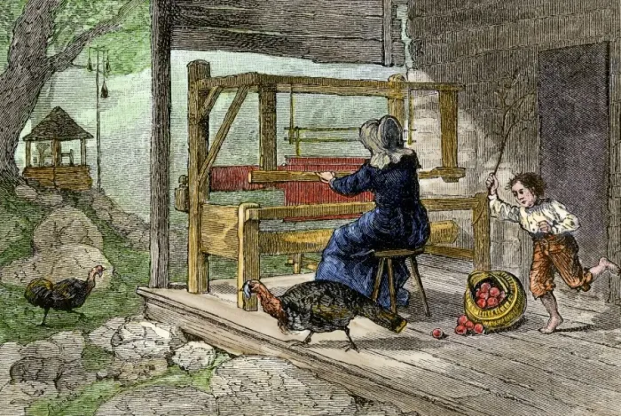 Framed Print : Woman weaving on the porch of her Appalachian cabin Framed Print : Woman weaving on the porch of her Appalachian cabin
