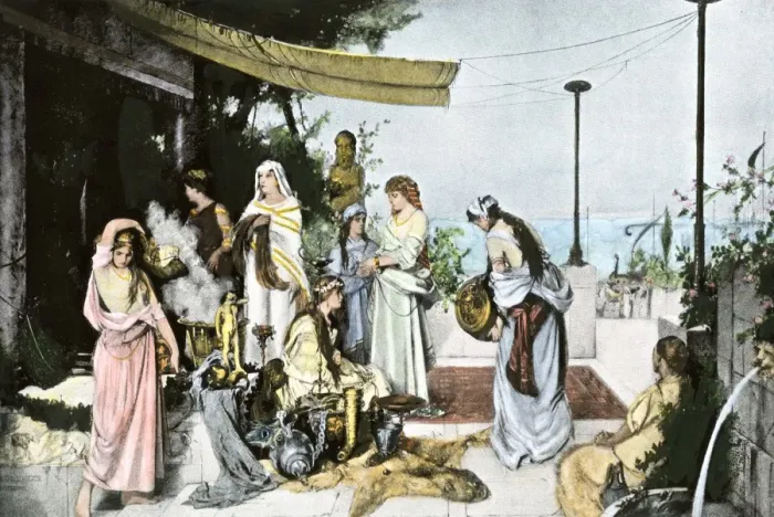 Framed Print : Women of Carthage sacrifice their hair