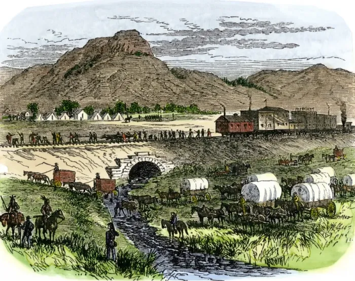 Framed Print : Work party on the transcontinental railroad Framed Print : Work party on the transcontinental railroad
