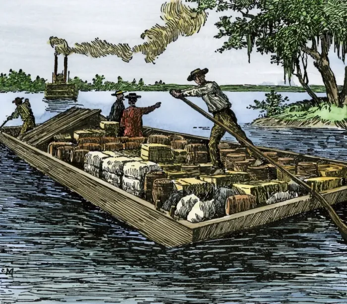 Framed Print : Young Lincoln working on a river barge Framed Print : Young Lincoln working on a river barge