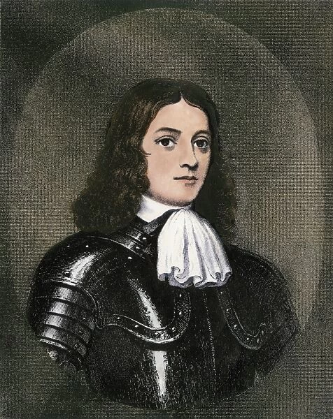 Young William Penn. William Penn at age 22, drawn from life, 1666.