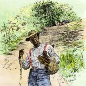 African-American man traveling on foot African-American man traveling on foot