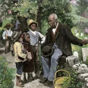 African-American Veteran Teaches Children Decoration Day History Print African-American Veteran Teaches Children Decoration Day History Print