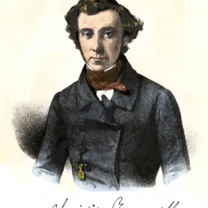 Alexis de Tocqueville. Hand-colored engraving of a 19th-century portrait Alexis de Tocqueville. Hand-colored engraving of a 19th-century portrait